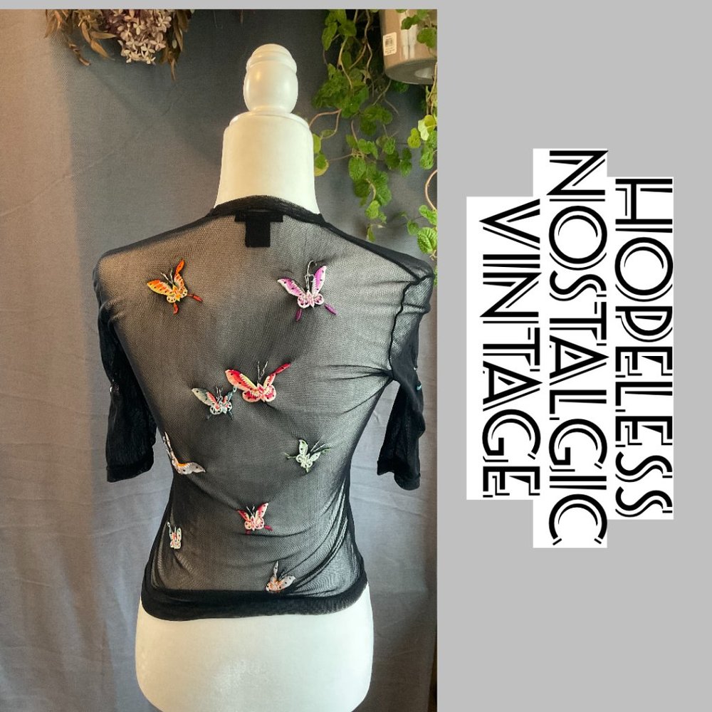 Sheer Vivienne Tam Butterfly Print top ASO Rochelle in The Craft - Picture 3 of 5